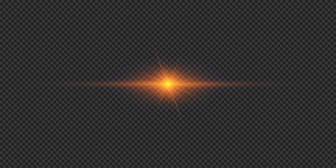 Wall Mural - orange horizontal light effect of lens flares