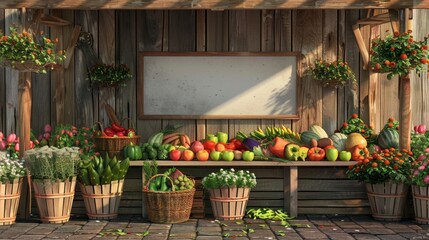 Wall Mural - Farm Fresh Organic Produce and Business Opportunities at the Rustic Farm Stand