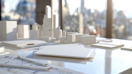 city dreams urban planner's office with business cards zoning maps and drafting tools