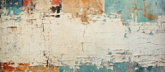 Poster - A vintage background with torn, crumpled posters and peeling paint creating a grungy texture, ideal for a copy space image.