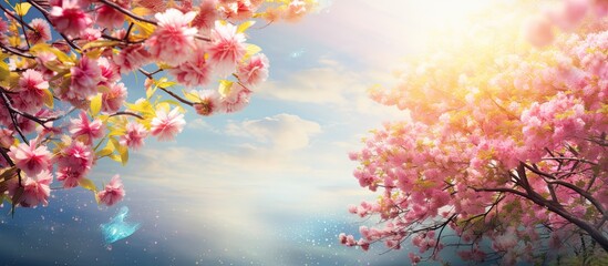 Leinwandbilder - Spring brings blooming flowers and vibrant nature with a lively essence captured in the copy space image.