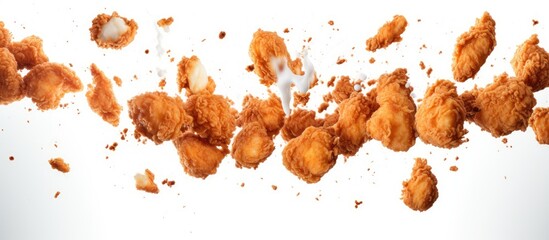 Aufkleber - Popcorn chicken falling with copy space image on white background.