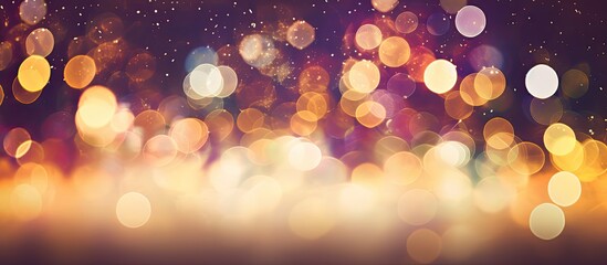 Poster - Vintage Magic background with colorful bokeh and bright golden lights, ideal for Spring, Summer, Christmas, or New Year disco parties; includes a captivating copy space image.