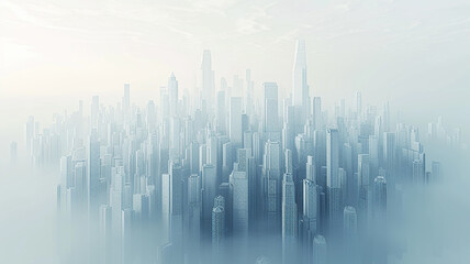 Poster - Hazy light urban landscape, background image of the city's skyscrapers, top view