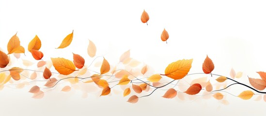 Poster - Autumn leaves blowing in the wind against a white background with copy space image.