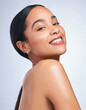 © K Davis/peopleimages.com - Woman, portrait and skincare glow in studio, healthy and wellness for beauty on white background. Female person, cosmetics and soft or smooth skin, facial treatment and foundation for dermatology