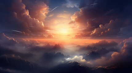 Wall Mural - sunset in the clouds