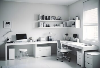 minimalist interior design style futuristic home office sleek furniture state of the art technology