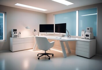 minimalist interior design style futuristic home office sleek furniture state of the art technology