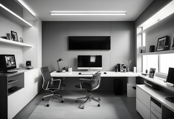 minimalist interior design style futuristic home office sleek furniture state of the art technology