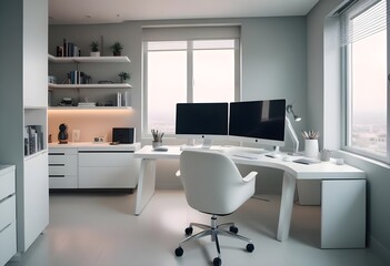 minimalist interior design style futuristic home office sleek furniture state of the art technology