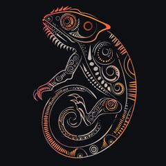 Sticker - Chameleon Tribal Illustration