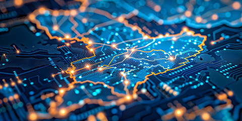 Wall Mural - saudi arabia map telecommunication and data transfer networks with global internet and artificial in