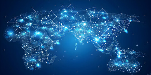 Wall Mural - earth globe, telecommunication and data transfer networks with global internet and artificial intell