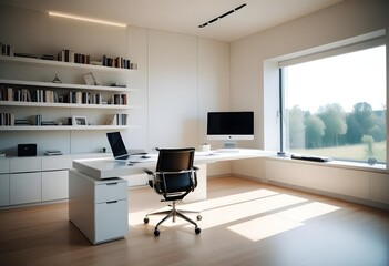 minimalist interior design style futuristic home office sleek furniture state of the art technology