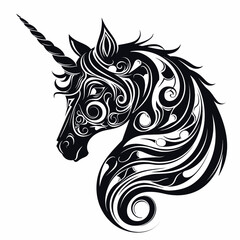 Wall Mural - Head Of Unicorn Tribal Style