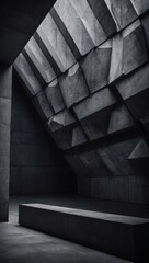 Poster - Abstract interior, dark concrete with polygonal pattern