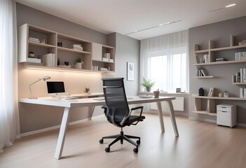 minimalist interior design style futuristic home office sleek furniture state of the art technology