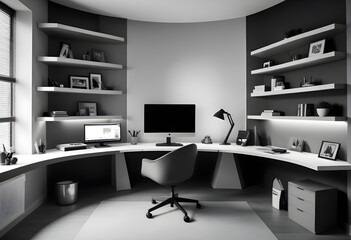 minimalist interior design style futuristic home office sleek furniture state of the art technology