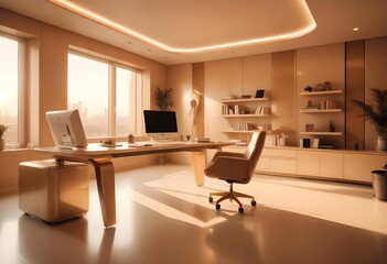 minimalist interior design style futuristic home office sleek furniture state of the art technology