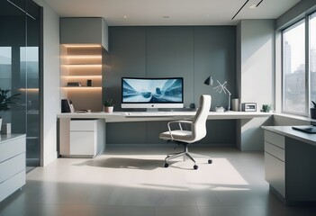 minimalist interior design style futuristic home office sleek furniture state of the art technology