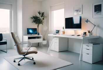 minimalist interior design style futuristic home office sleek furniture state of the art technology