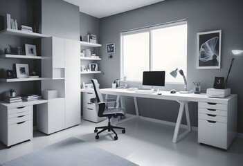 minimalist interior design style futuristic home office sleek furniture state of the art technology