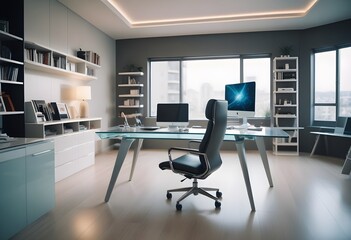 minimalist interior design style futuristic home office sleek furniture state of the art technology