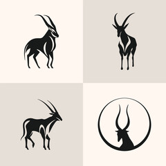 Wall Mural - Goat logo icon. poster for Butchery meat shop, goat silhouette, deer moose logos