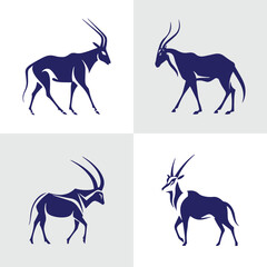 Wall Mural - Set of Abstract Goat silhouette logo icons, with a white background for your company, the sheep logo design ideas