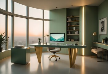 minimalist interior design style futuristic home office sleek furniture state of the art technology