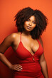© design - 女, 女性, 黒人, 黒, 肥満, 太った女性, 赤, 多様性, モデル, 美しい女性, beautiful woman, black, black woman, obese, fat woman, red, diversity, model, girl, female