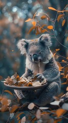 Poster - Koala's Serene Embrace:A Surreal Autumn Whimsy