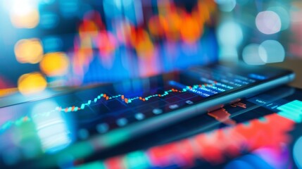 Aufkleber - A smartphone app displaying stock market data and portfolio holdings, with interactive charts and analysis tools.