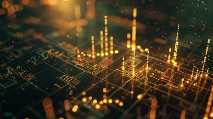 Fototapete - Close-up of a candlestick chart displaying gold price movements, indicating buying and selling patterns in the market.