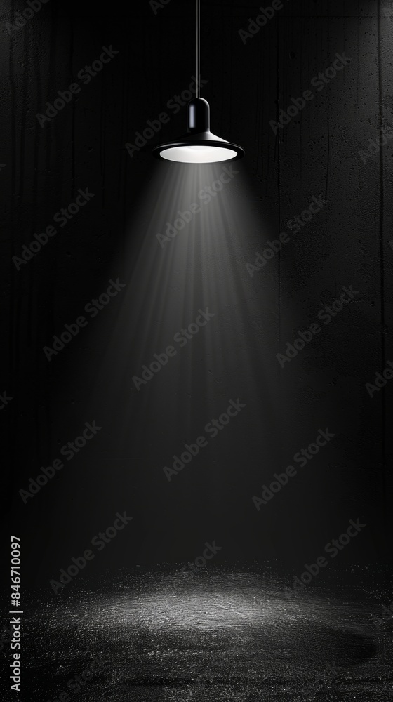A focused spotlight shining down on an empty stage with a dark ...