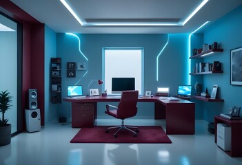 minimalist interior design style futuristic home office sleek furniture state of the art technology