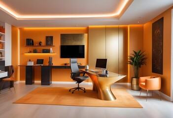 minimalist interior design style futuristic home office sleek furniture state of the art technology