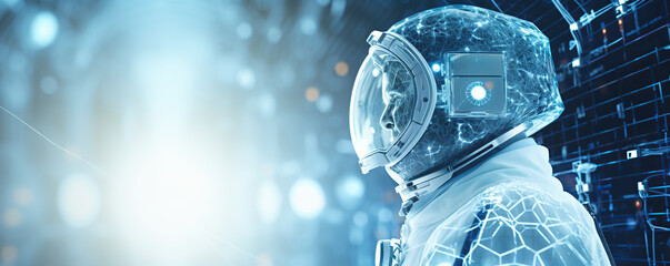 Astronaut Wearing Advanced Space Suit in Futuristic Setting