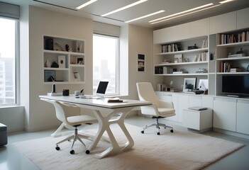 minimalist interior design style futuristic home office sleek furniture state of the art technology