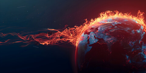 Wall Mural - earth globe heating in a micro wave, concept of global warming and climate change