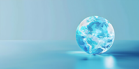 Wall Mural - Earth globe Freezing , concept of global warming and climate change, copy space.