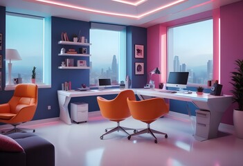 minimalist interior design style futuristic home office sleek furniture state of the art technology