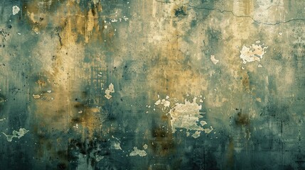 Wall Mural - Artistic Grungy Vintage Wall Background with Abstract Decorative Elements