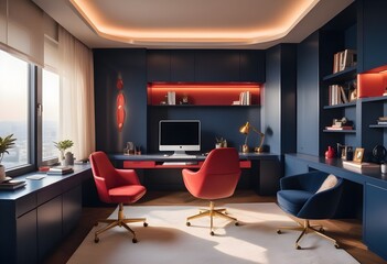 minimalist interior design style futuristic home office sleek furniture state of the art technology