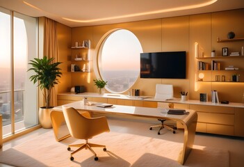 minimalist interior design style futuristic home office sleek furniture state of the art technology