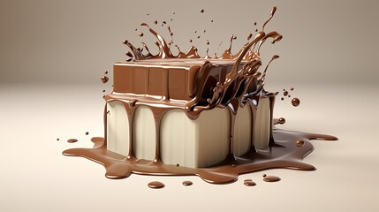 Wall Mural - Tempting Chocolate Milk Tank Splash in a Creative Mix - 3D Illustration