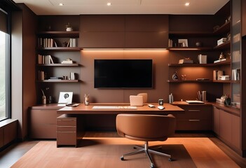 minimalist interior design style futuristic home office sleek furniture state of the art technology