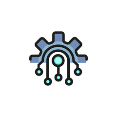 Canvas Print - Computer engineering line icon. System, processor, development. Technology concept. Vector illustration can be used for topics like interface, software, hardware