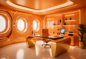 minimalist interior design style futuristic home office sleek furniture state of the art technology